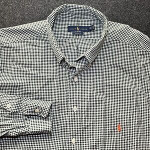 Ralph Lauren Shirt Men‎ 2XLT Green Gingham Check Long Sleeve Button Down Classic